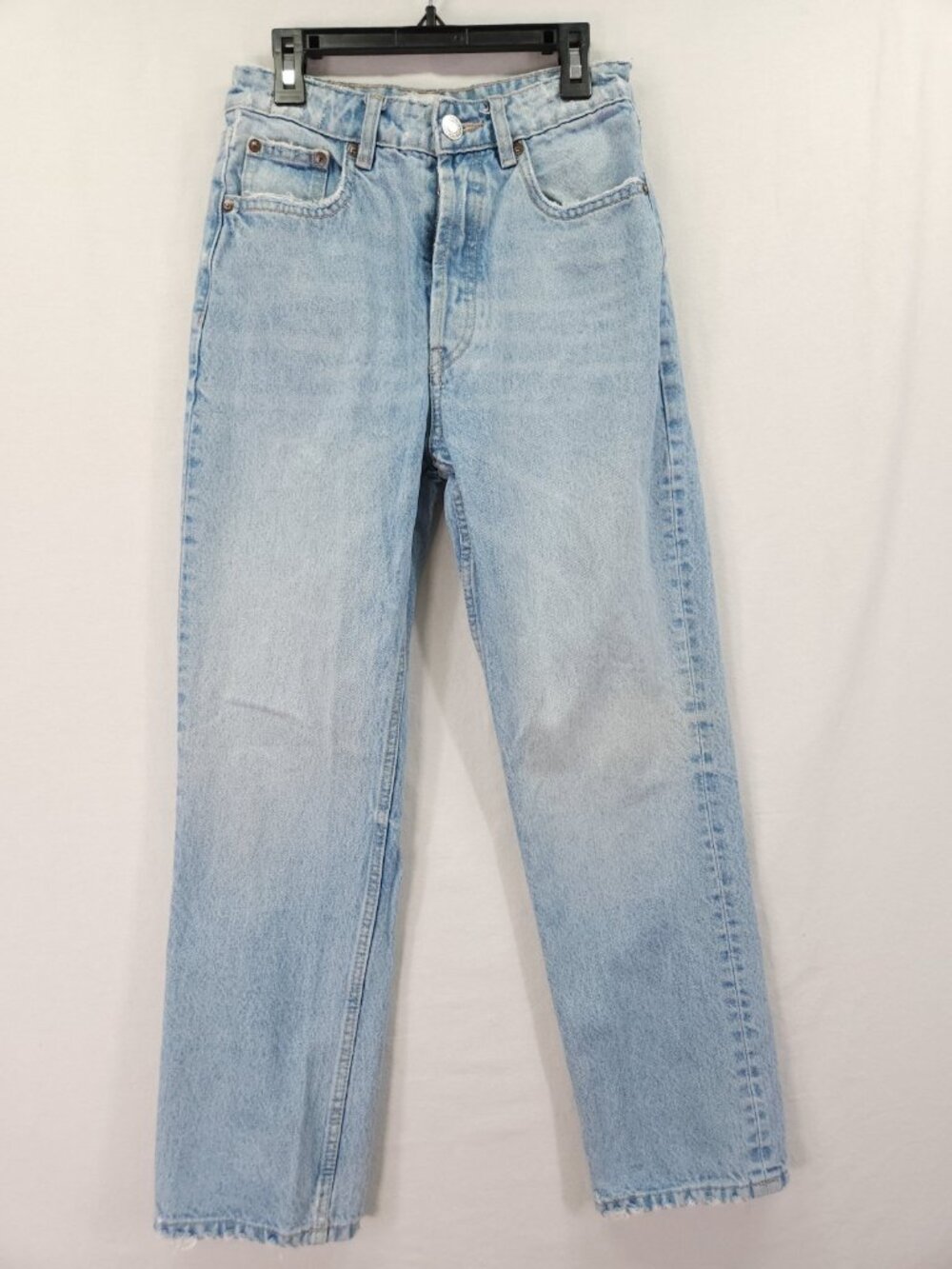 Zara Womens Size 2 (25X26) High Rise Straight Leg Denim Jeans Light Wash Ankle